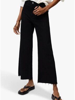 New MNG MANGO Women's Size US 6 Catherin Culotte High-Rise Jeans Black